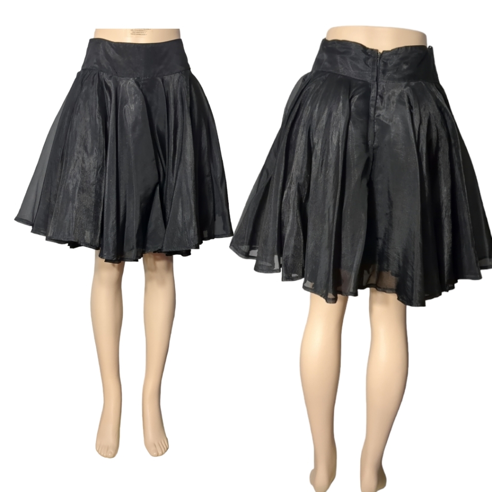 LECHATEAU BLACK Chiffon Flare Gorgeous Mini Skirt Size 7.